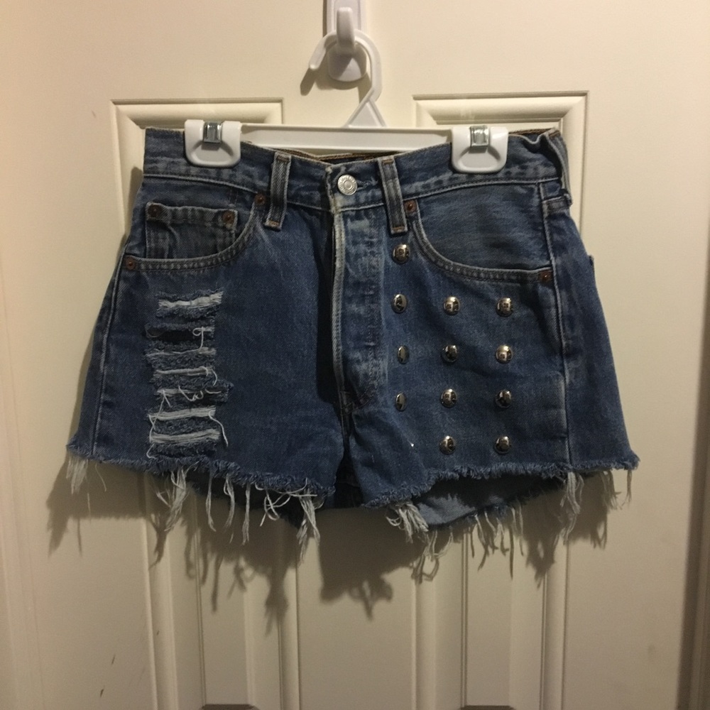 Wildest Denim Dreams studded cutoff shorts